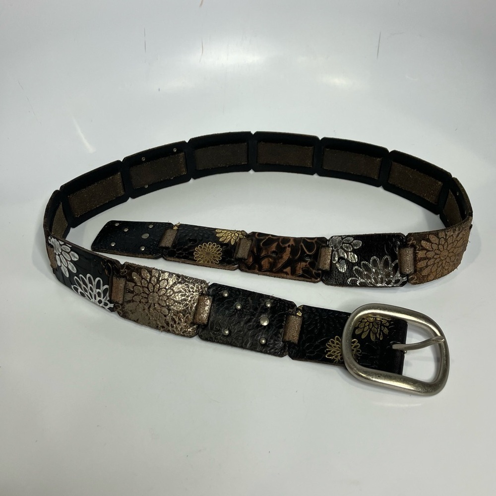 Genuine Leather patchwork belt metallic size‎ medium